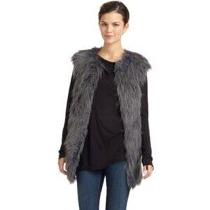 Romeo and Juliet Couture Blue Shaggy Faux Fur Vest Jacket SZ S NWT $205